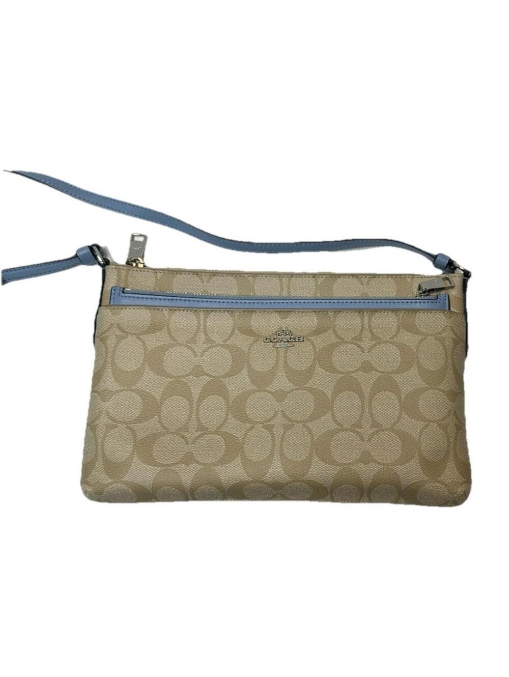 Coach SIgnature East West Crossbody Handbag Light Khaki Pool Zip Pouch F58316 - Picture 3 of 9